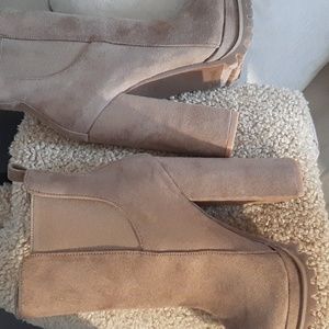 Tan high heel boots